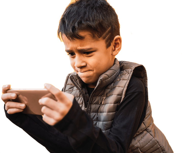 young boy on phone
